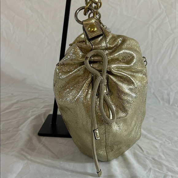 Coach 20384E Poppy Gold metallic Hobo Shoulder Bag tote - Picture 5 of 11